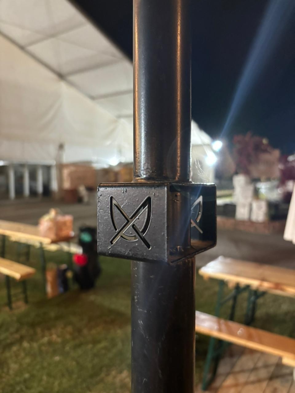 Custom 3-metre steel light pole for The Rooted Market, Pretoria