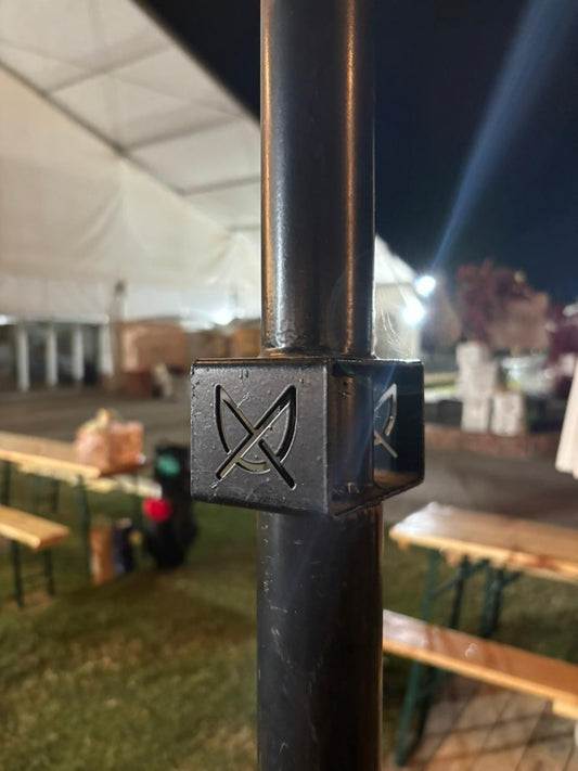 Custom 3-metre steel light pole for The Rooted Market, Pretoria